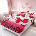 thumbnail image 3 of Homewish Red Butterfly Bed Sheets, Bling Cheeetah Print Full Size Sheets for Girls, 4 Pieces (1 Flat Sheet, 1 Fitted Sheet and 2 Pillowcases), 3 of 6