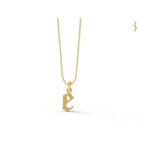 925 Sterling Silver Gold Vermeil Cursive Letter E Initial Chain Alphabet Women Valentines Day Gifts Necklace