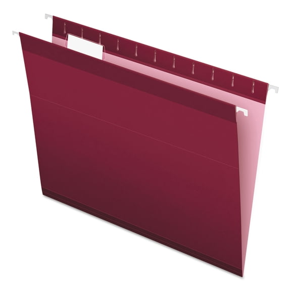 Pendaflex Colored Reinforced Hanging Folders, Letter Size, 1/5-Cut Tab, Burgundy, 25/Box (415215BUR)