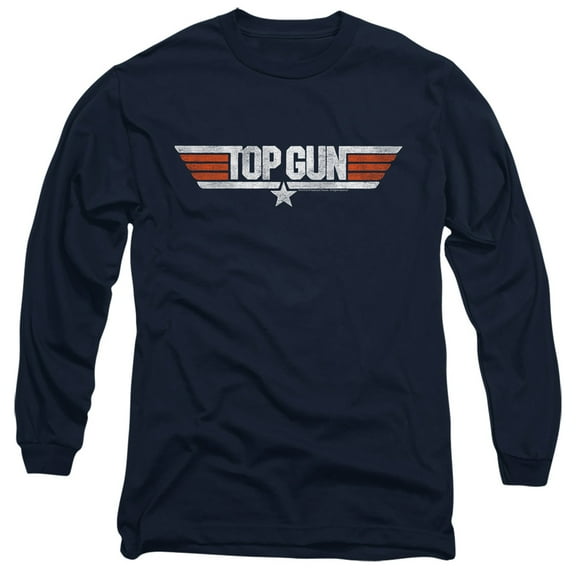 Top Gun/Distressed Logo - L/S Adult 18/1 - Navy - 2X