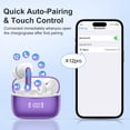 thumbnail image 5 of WeurGhy Bluetooth Wireless Earbuds Noise Cancelling for iPhone Android Sports Workout, 56H Playtime Waterproof LED Display in Ear Headphones, Purple, 5 of 7