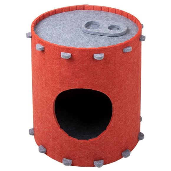 KAKOWELY Casa de fieltro para gatos en forma de barril, nido para mascotas pequeñas, gran espacio, casa desmontable para gatos y gatitos