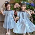 thumbnail image 2 of Wdgfv Girls School Uniform V-Neck Jumper Dress Pleated Pull-on Scooter Skirt Stretchy Cotton Flared Overall Dress, 2 of 7