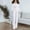 White, variant on Njoeus Women's Elegant 2 Piece Outfits Long Sleeve V Neck Crop Top High Waist Bodycon Flared Long Straight Pants Set Party Clubwear Jumpsuits Romper