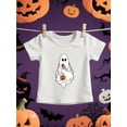 thumbnail image 1 of Girls' Halloween T-Shirt - Cute Ghost & Pumpkin Print, Soft Knit Fabric, Round Neck Short Sleeve Casual Top for Kids, Teens, and Little Girls - Perfect for Summer, Halloween Parties, 1 of 6
