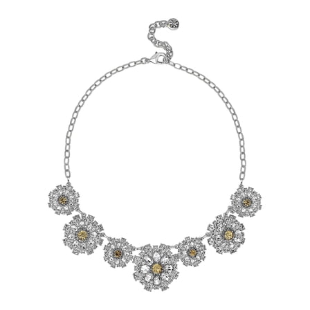 Isaac Mizrahi Live! Crystal Flower Necklace, Silvertone