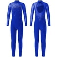 thumbnail image 1 of TiaoBug Girls Ice Skating Jumpsuit Rhinestone Mock Neck Competition Figure Skating Dancewear Royal Blue 12, 1 of 7