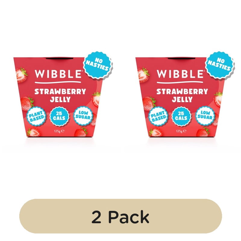 Wibble Plant-based Strawberry Jelly Pot 125g, British Import (Pack of 2)