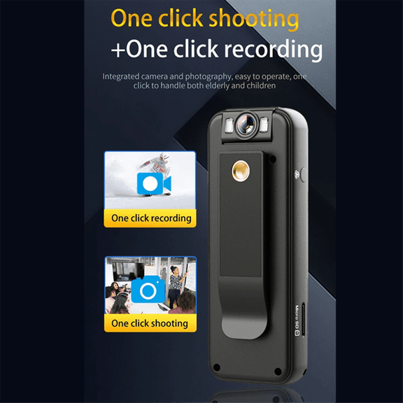 4K Mini WIFI Camera with IPS Screen,Back Clip Full HD Body Camera,Wearable Pocket Bodycam Camcorder with 64G Menmry Card