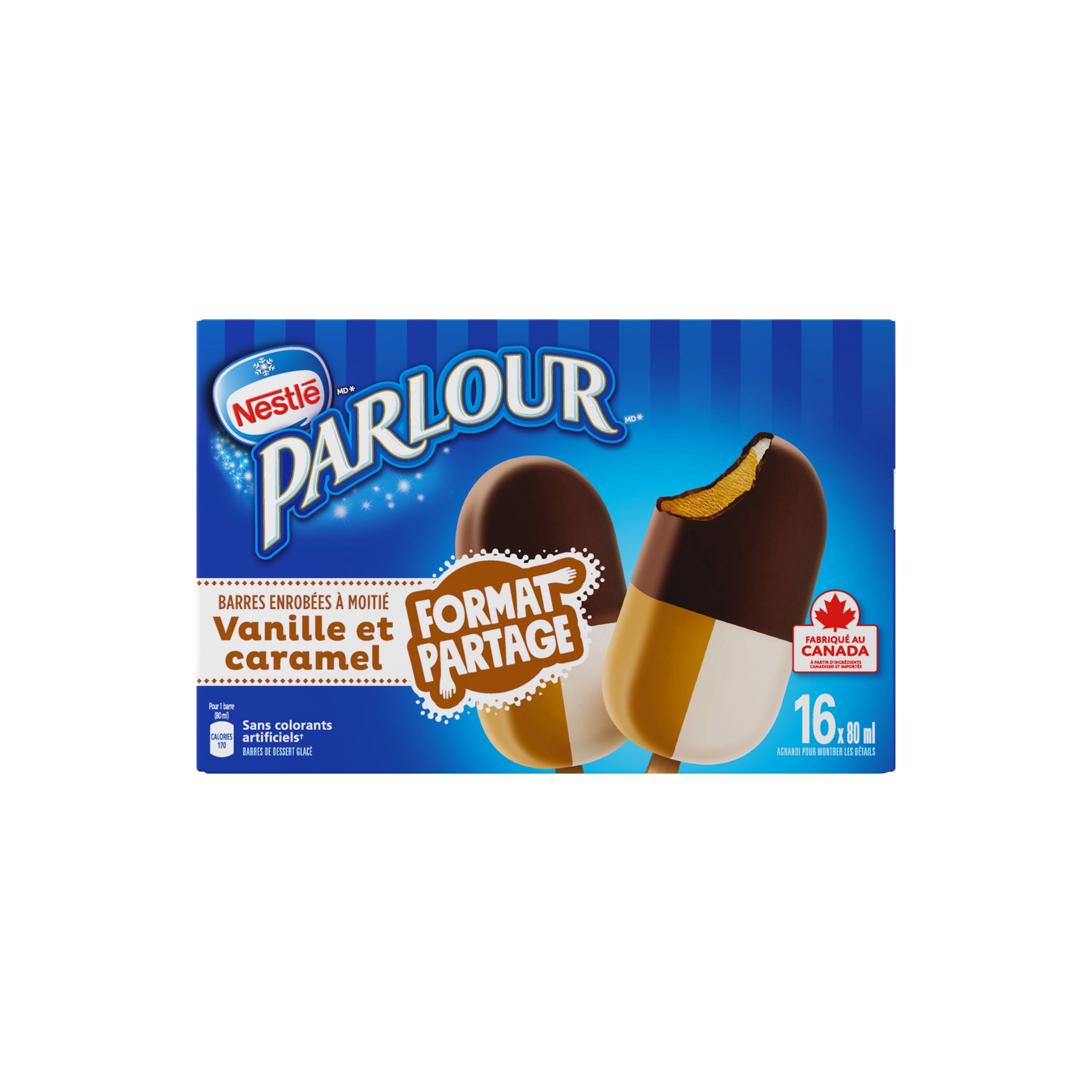 PARLOUR Vanilla Caramel Flavoured Frozen Dessert Bars, Chocolatey Coating, 16 x 80 ml