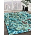thumbnail image 3 of Ahgly Company Machine Washable Indoor Square Transitional Greenish Blue Green Area Rugs, 5' Square, 3 of 7