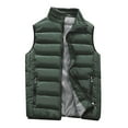 thumbnail image 4 of Vest Jacket for Men Fall Winter Coat Padded Cotton Vest Warm Stand Collar Zipper Pocket Down Vest Jacket Lightweight Crop Sleeveless Puffer Jackets Waistcoat, 4 of 4
