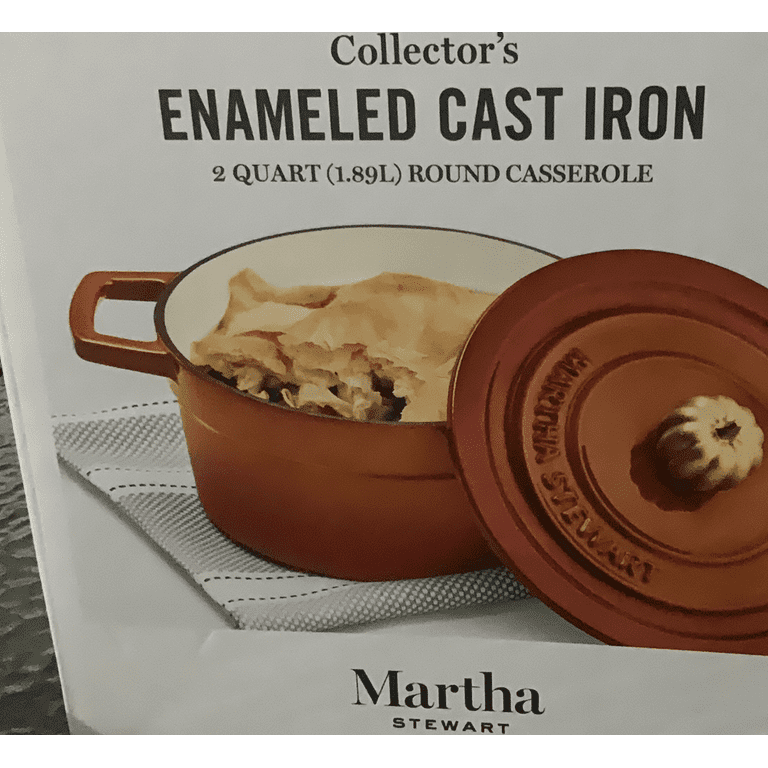 Martha Stewart Collection 2-Qt. Enameled Cast Iron Dutch Oven with Pumpkin  Knob