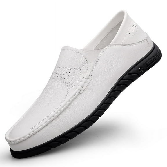 Men's Casual Loafers Slip On Leather Shoes Comfortable Lightweight Driving Shoes Male Moccasins Classic Penny Loafer Flats Boat Shoes Outdoor Walking Shoes