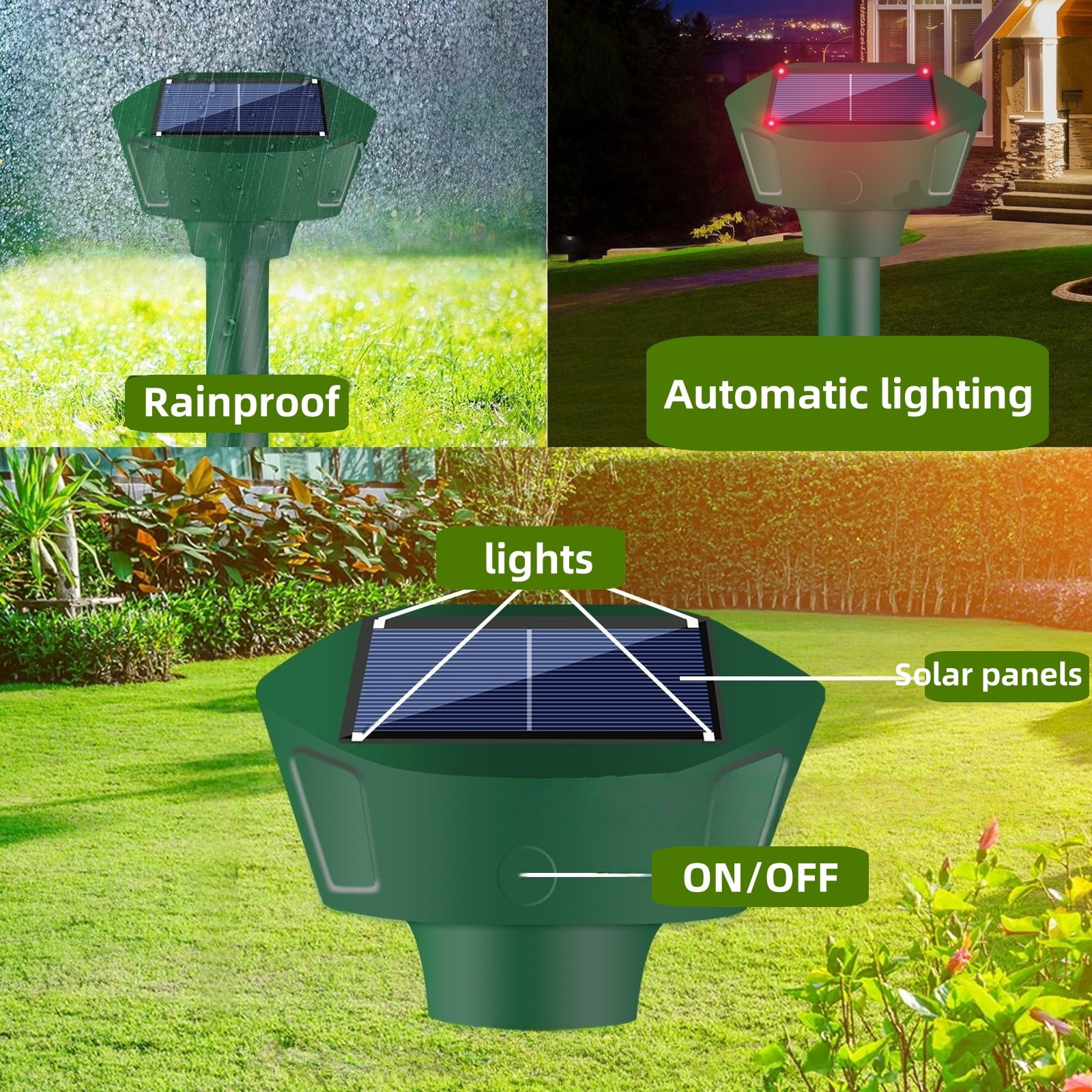 2 Pack Solar Mole Repeller Gopher Deterrent Outdoor Groundhog Repellent Ultrasonic Snake Repeller With LED Lightsfor Yard Lawn Garden