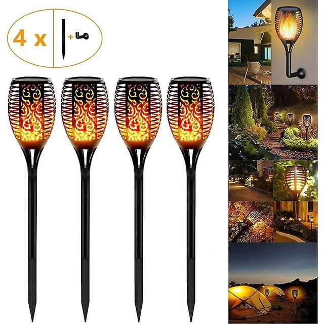Solar Flame Lights, 4pcs Solar Garden Lights Solar Garden Torch Lights