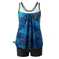 thumbnail image 3 of TrendVibe365 Womens 2 Piece Swimsuits Blue Bathing Suits Boyfriend Shorts Tank Floral Swimwear Beachwear S, 3 of 5