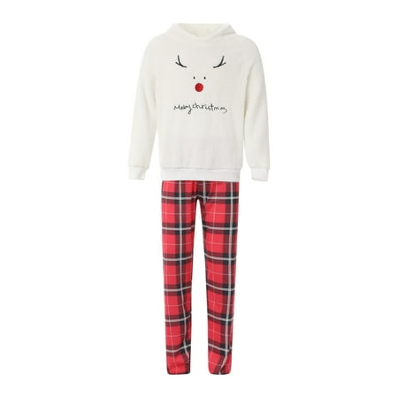 

Puloru Christmas Family Pajamas Set Deer Embroidery Tops+Trousers/Romper