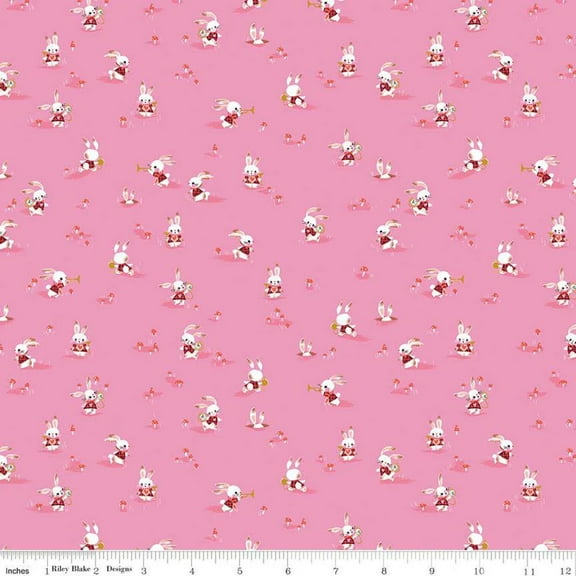 Down the Rabbit Hole Pink Cotton Fabric