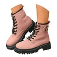 thumbnail image 3 of Leozcaa Bottes de Combat pour Femmes Légères à Lacets Bottines à Talons Hauts Plateforme Épaisse Semelle Crantée Bottines, 3 of 9