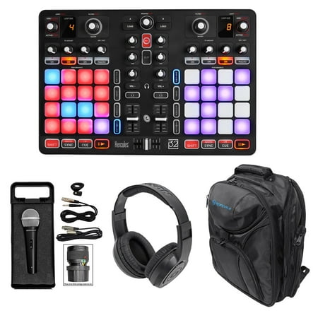 Hercules P32 DJ USB MIDI Mixing DJ Controller w/32-Pads+Headphones+Mic+Backpack