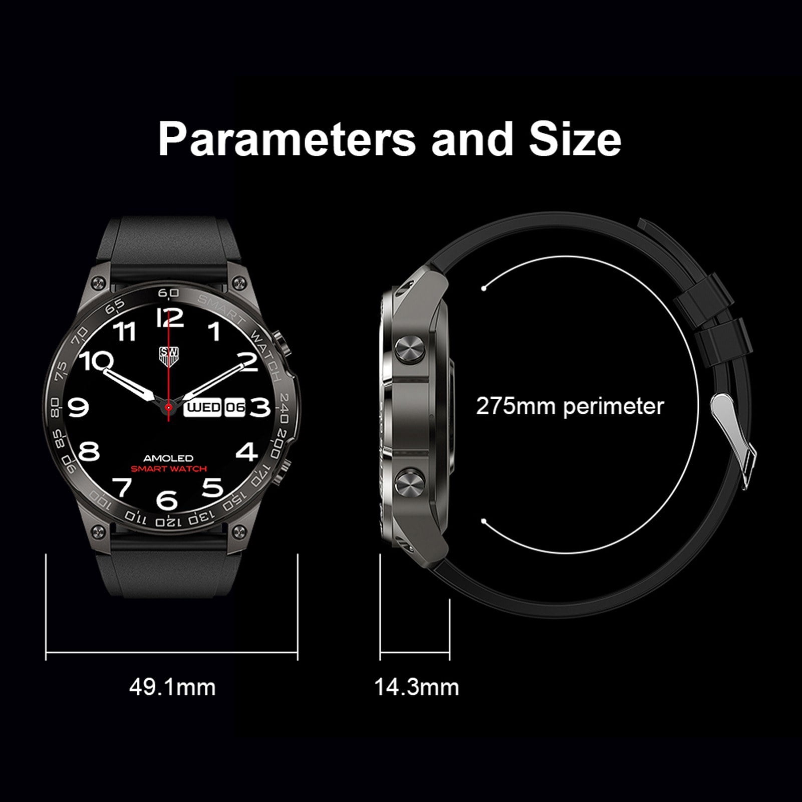 DM50 Smartwatch 1.43 Inch HD Touchscreen IP68 Waterproof Fitness Tracker
