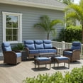 thumbnail image 2 of Opohoro 8-Piece Outdoor Conversation Set with 43" Fire Pit Table, Patio Fire Pit Set with Propane Tank Cover, Swivel Rocker Chairs and Ottomans for Deck Backyard, 2 of 21