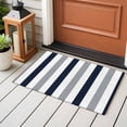 thumbnail image 5 of Navy Blue Gray Striped Large Area Rugs for Bedroom Living Room, Soft Non Slip Carpet Bedside Rug, Farmhouse Stripe Art Rectangular Floor Cover Kitchen Accent Rug 2'x3' for Dining Room/Office, 5 of 9