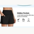 thumbnail image 4 of Charmo Swim Shorts for Women Swimwear High Waisted Swim Bottom Hidden Pockets Board Shorts, 4 of 10