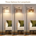 thumbnail image 2 of EDISHINE Rattan Floor Lamps with Remote for Living Room, Black Standing Lamp with Rattan & Fabric Double Drum Shade, Boho Farmhouse Tall Lamp for Bedroom, With LED Light Bulb., 2 of 10