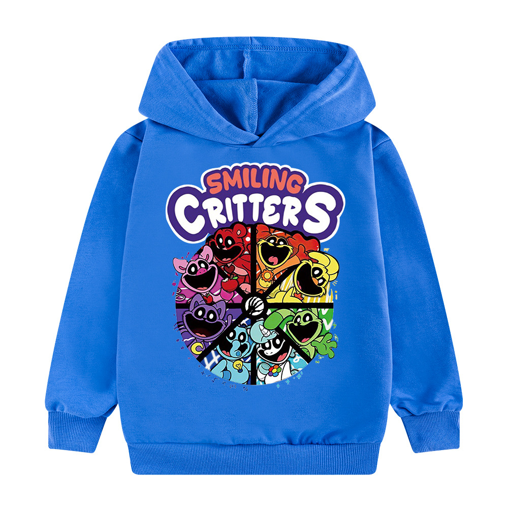 Smiling Critters cartoon print hoodie for older children B963