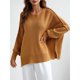 thumbnail image 5 of Ronda Masajeadores de cuello lado split suéter moda suelta manga larga Jumper Top para otoño invierno amarillo S, 5 of 8