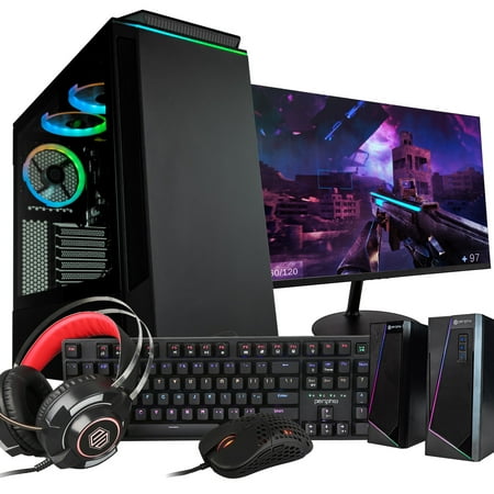 Periphio Reaper Gaming Desktop PC - AMD Ryzen 5 4600G | Radeon Vega 7 Graphics | 1TB Solid State (SSD) | 16GB DDR4 RAM | Windows 10 Computer | RGB Battlestation Gaming Bundle