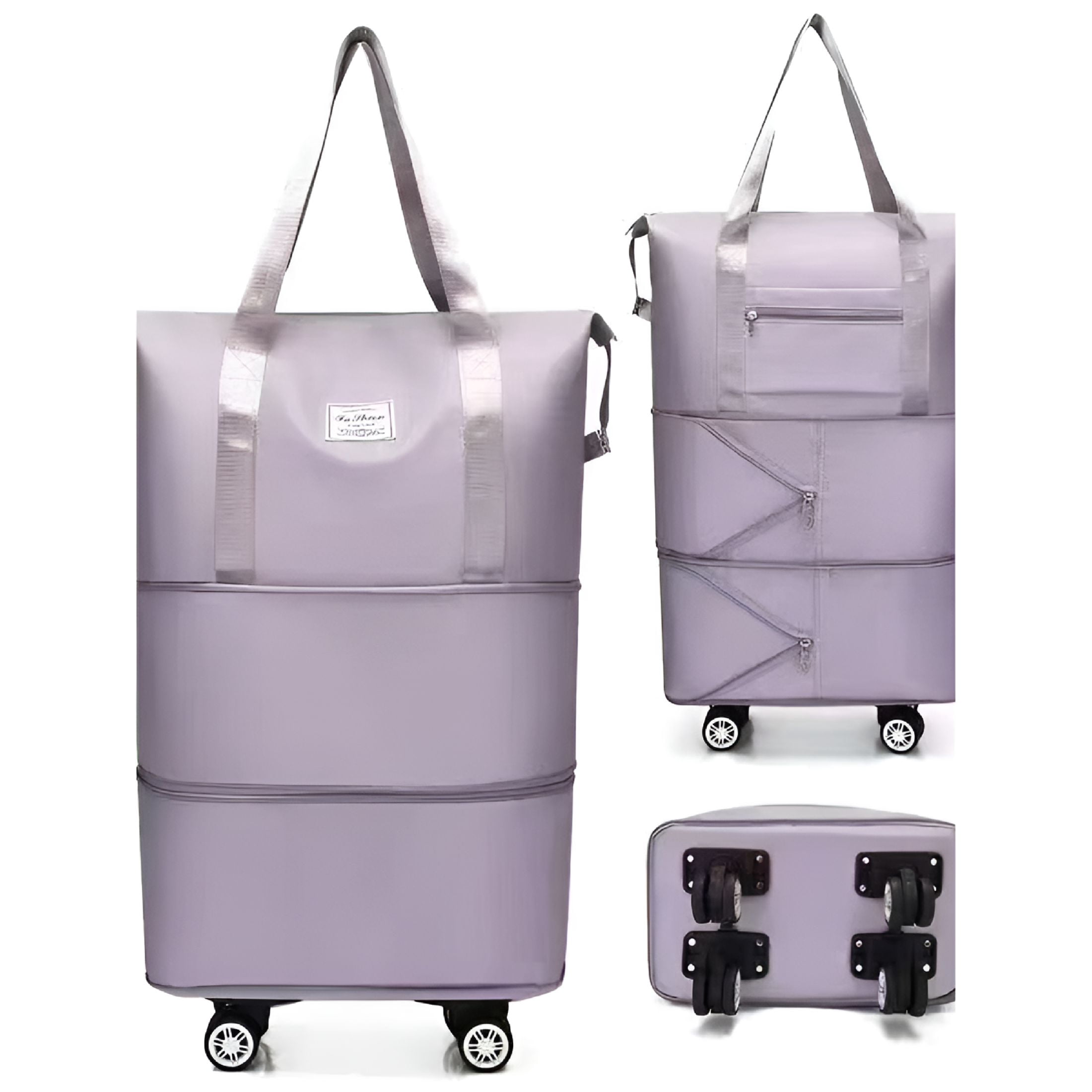 GASTROPOD Rolling Duffle Bag, Expandable Foldable Carry On Luggage with Wheels, Large Weekend Bag Purple