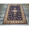 thumbnail image 4 of Ahmedani Linen Mid Night Blue Medallion Floral Rectangle Adult Area Rug Hand Knotted Silk Indoor Carpet (6 x 4)', 4 of 7