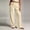 Khaki, variant on Women's Double Waistband Drawstring Wide Leg Casual Pants, Draped Breathable Straight Leg Trousers for Daily Commute & Office Green S