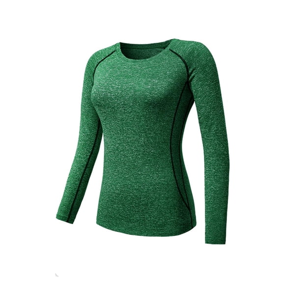 WMTBSRSW Womens Quick Dry Yoga Tops Crewneck Long Sleeve Athletic Workout Shirts Slim Fit Running Gym Tee Green Medium