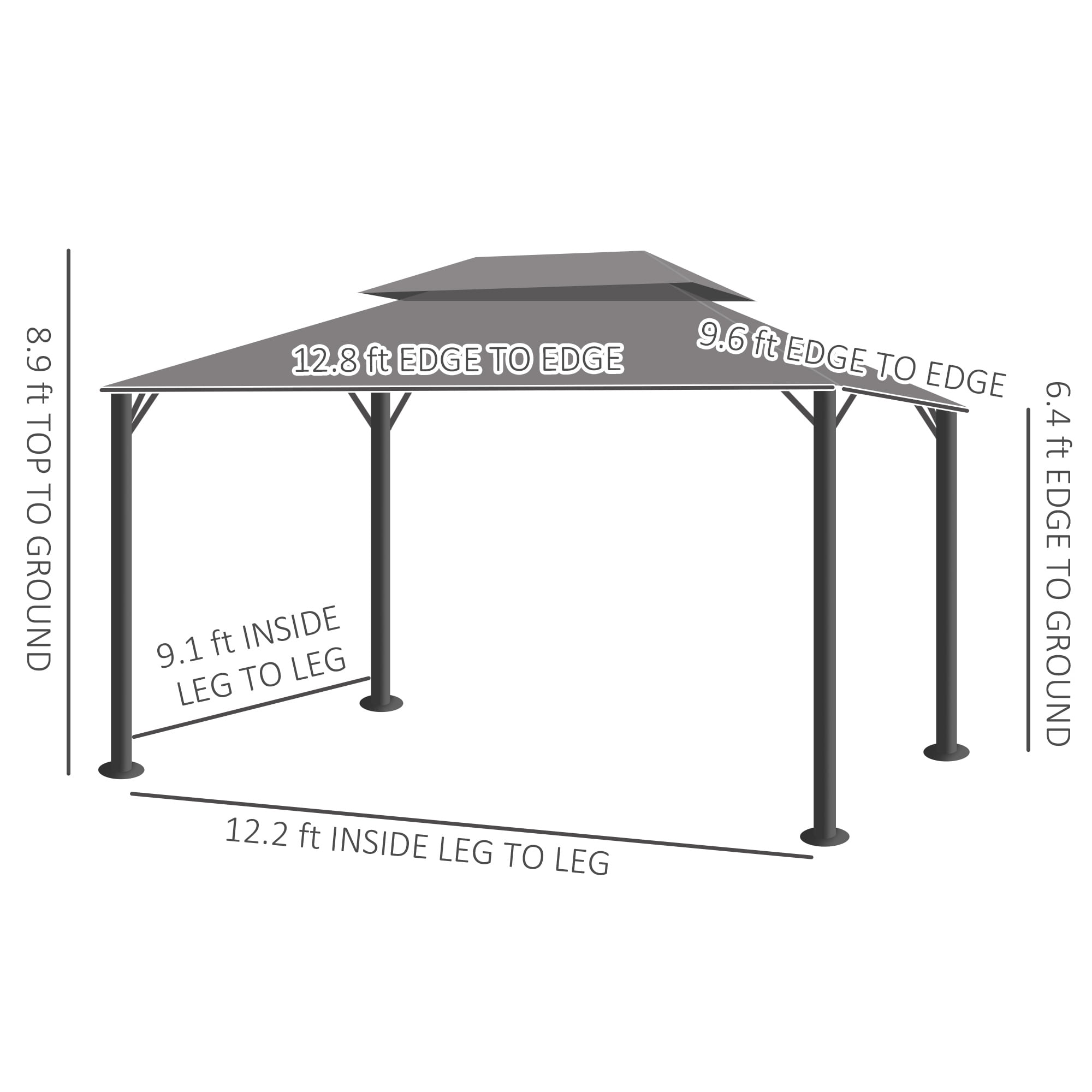 Outsunny 10' x 13' Patio Gazebo with Aluminum Frame for Outdoor, Gray