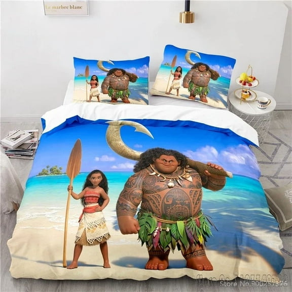 Moana Party Supplies Duvet Cover, Moana Comforter Cover with 2 Pillowcases Microfiber Soft