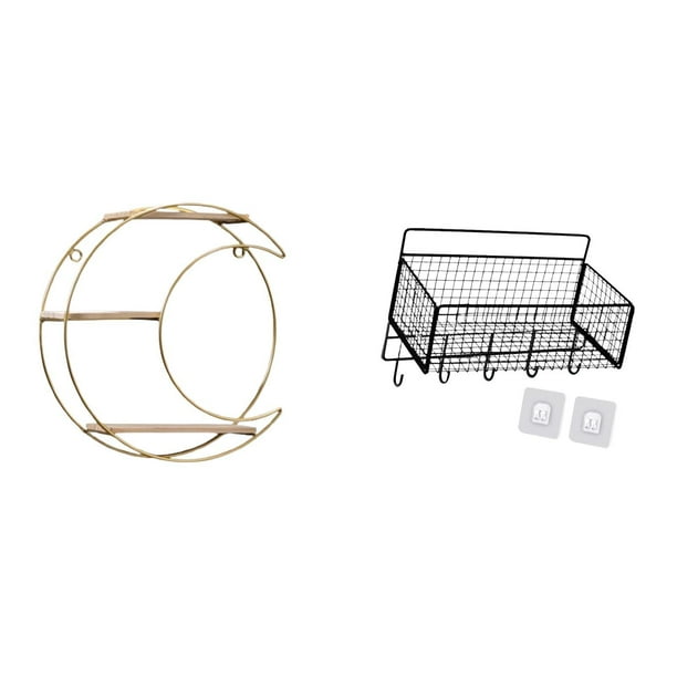 Estante de almacenamiento de pared,Estantería colgante de pared de metal de 3 niveles para decoración de dormitorio,Cesta de almacenamiento colgante,Cesta de almacenamiento para gabinete
