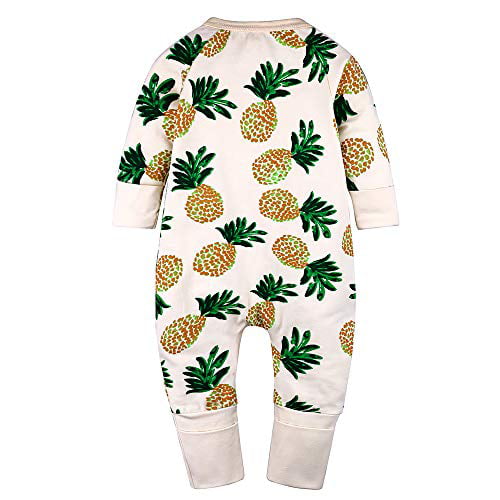 Size 4-24M Kids Tales Baby Boys Pineapple Footed Zipper Pajama Sleeper Cotton Romper