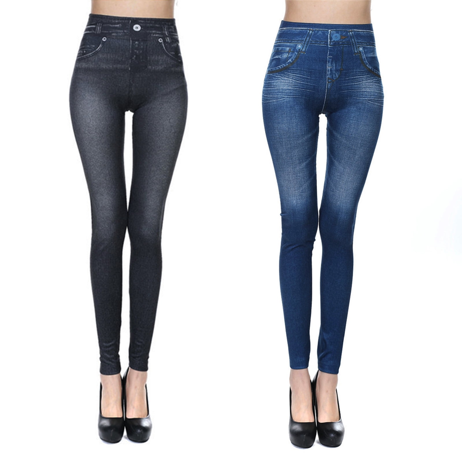 High Waist Slim Skinny Jeggings Blue 