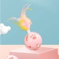 thumbnail image 2 of YOPTOP Gravity Smart Rolling Ball Amusing Cat Ball Catnip Sound Grinding Resistance Bite Self-Hi Relieving Boredom Amusing Cat (1* Pink Fun Cat Ball  1* Three-color Feather Pink Bell Ball),Pink, 2 of 6
