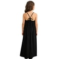 thumbnail image 4 of LYHaoo Kids Girl's Backless Casual Spaghetti Strap Beach Maxi Dress Loose Flowy Sun Dress For Teen，Princess Dresses for Girls Sizes 8-9 Years Black, 4 of 7
