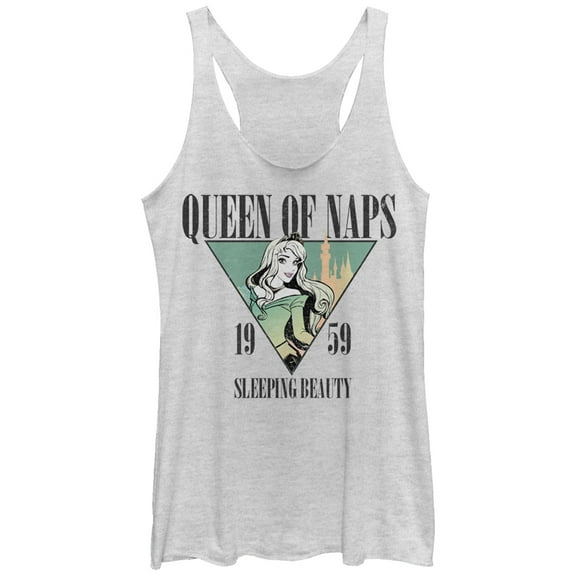 Women's Sleeping Beauty Aurora Nap Queen 1959  Racerback Tank Top White Heather 2X Large