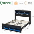 thumbnail image 5 of VanAcc Farmhouse Queen Size Bed Frame with Storage Bookcase Headboard and Footboard, Storage Wood Platform Bed Frame with Wood Slats Support, Black, 5 of 6