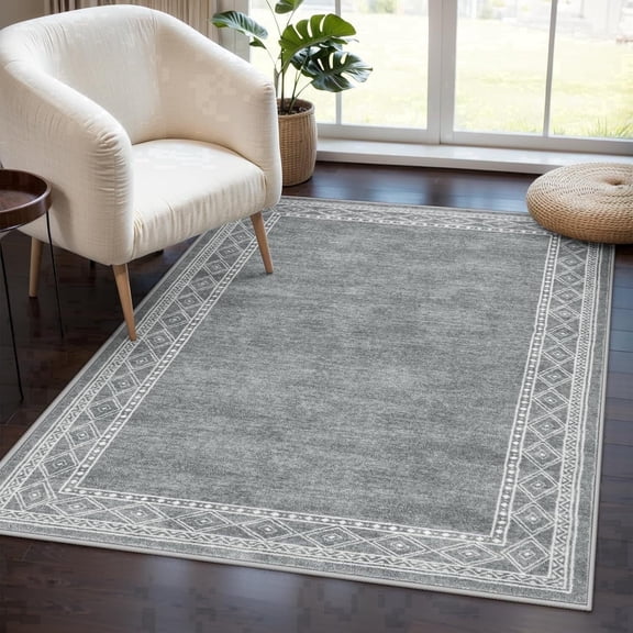 RUG ROBOT 3x5 Area Rugs for Living Room, Washable Modern Bordered Machine Bedroom Rug, Carpet Soft Non Slip Rugs for Bedroom Laundry Entryway Rug Modern Home Decor