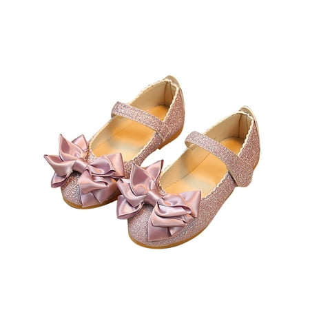 

Daeful Girls Flats Comfort Mary Jane Magic Tape Princess Shoe Elegant Breathable Pump Prom Flat Shoes Purple 4C