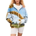 thumbnail image 6 of Bovemsi Sweatshirt for Women Women's Fashion Casual Letter Print Hooded With Zipper Zip Up Hoodie, 6 of 7
