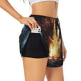 thumbnail image 3 of Lsque Red And White Flame Fox Printed Women's Running Shorts with Liner Pockets,Elastic Quick Dry Workout Athletic Gym Yoga Shorts,Womens High Waist Shorts-, 3 of 9